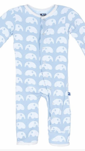 Kickee Pants Coverall Zipper Pond Elephant 0-3 mon