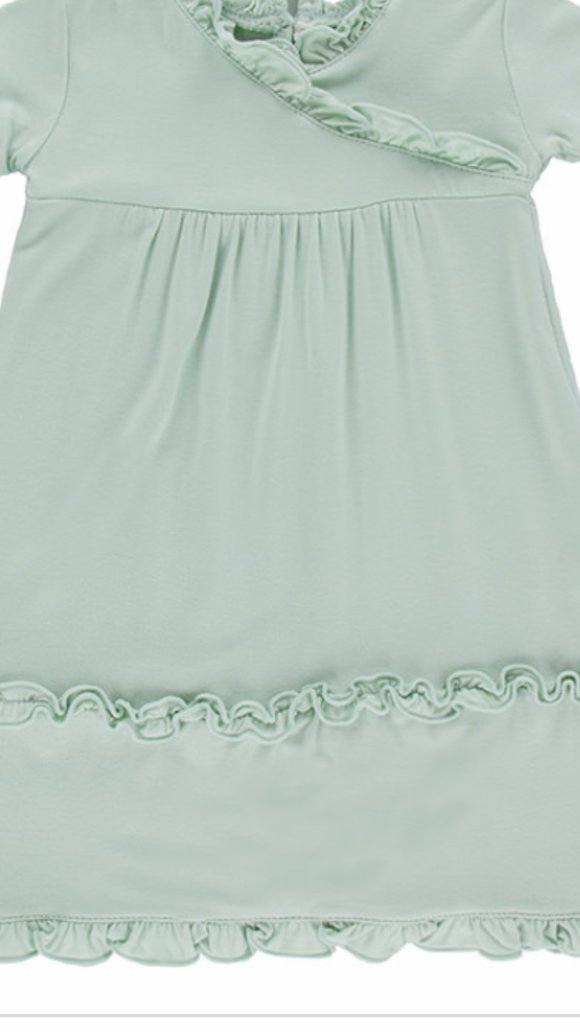 KicKee Pants Solid Short Sleeve Tea Dress in Aloe -4T